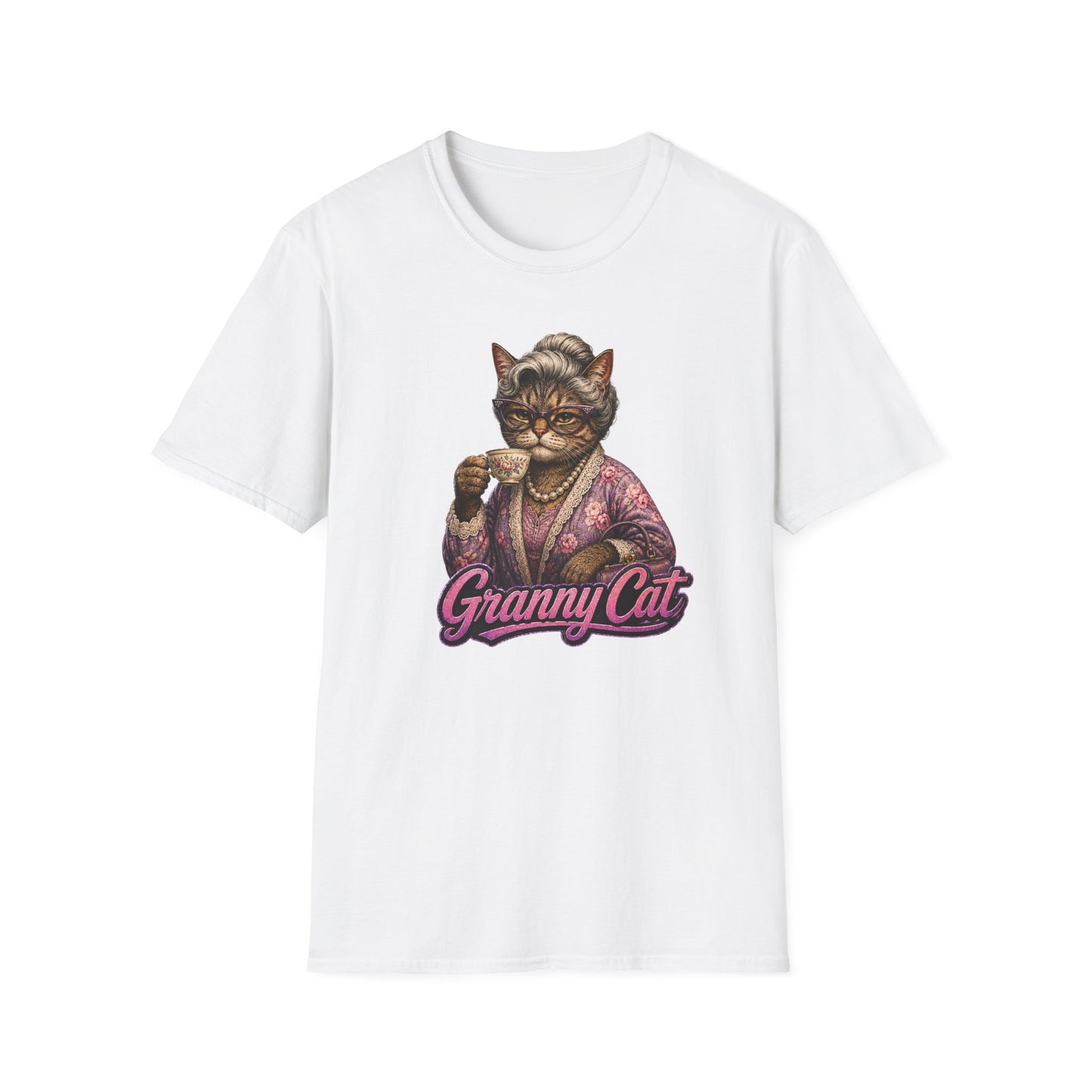 Granny Cat Tea Party T-Shirt