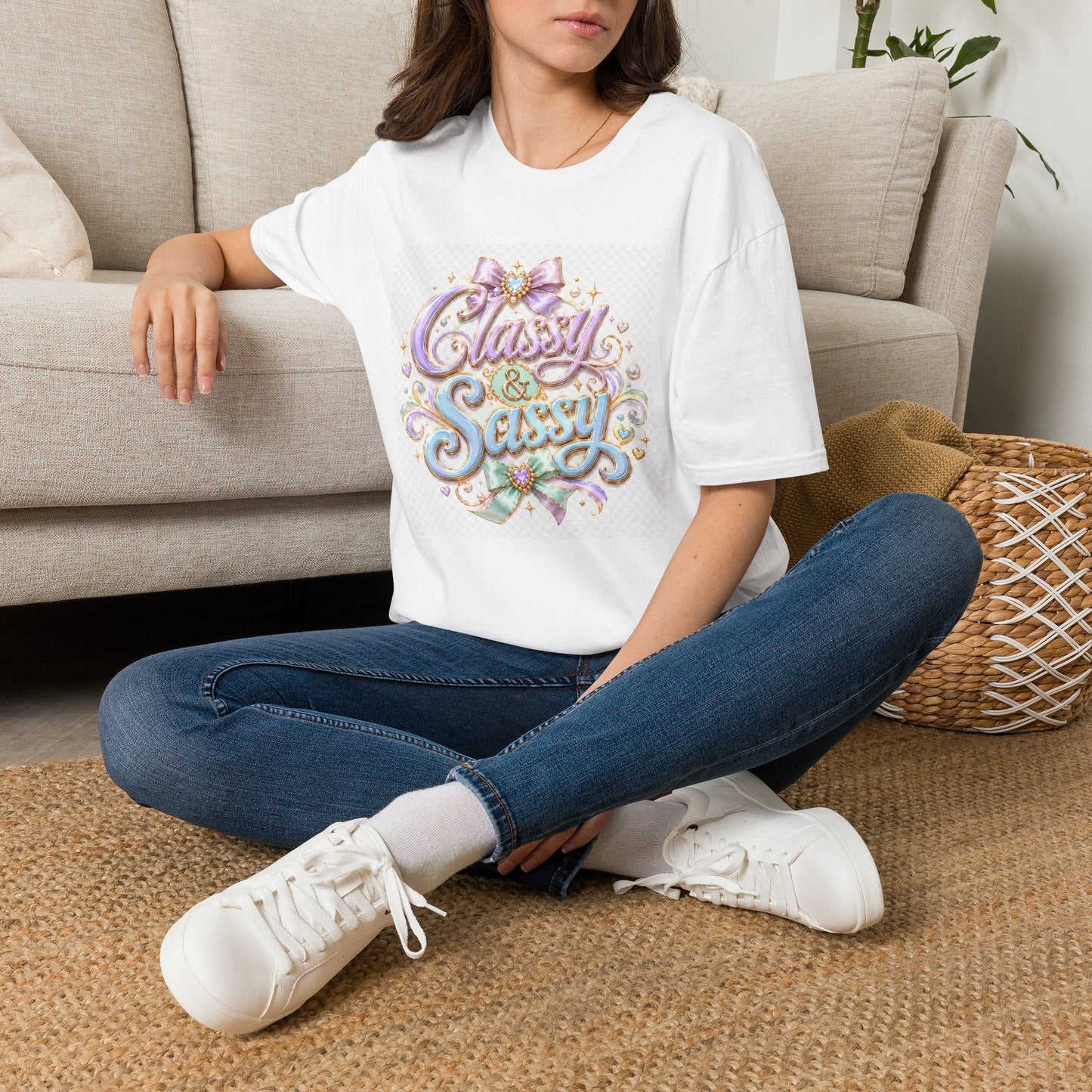 Classy & Sassy Graphic T-Shirt — Pastel Bow Feminine Tee