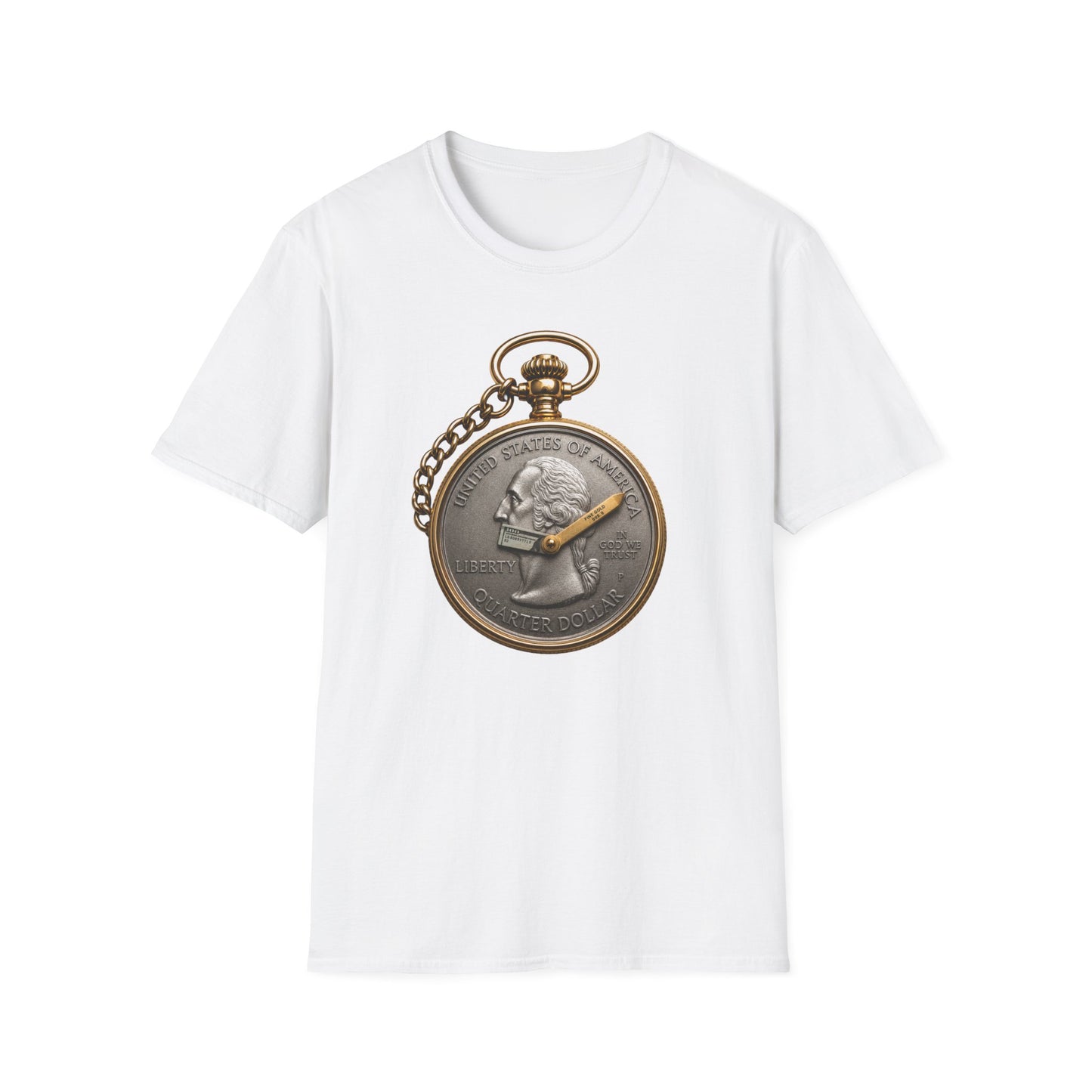 Pocket Watch Coin Graphic T-Shirt — Vintage Timepiece Design